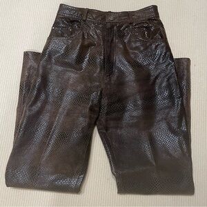 Cruse Genuine Brown Leather Snakeskin Design pants Size 2/XS